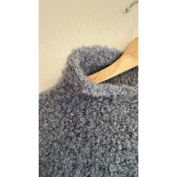 J. Jill 2X Tunic Sweater Blue Pullover Mock Neck Acrylic Mohair Textured Fuzzy - Picture 7 of 9